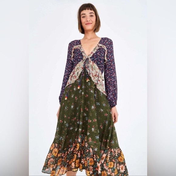 Farm Rio Mixed Liberty Floral Midi Dress SzSmall - Picture 1 of 8